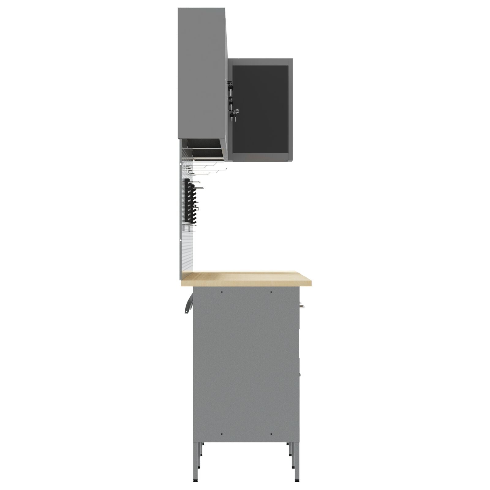 12-Delige Werkmeubel En Pegboard Set Mdf En Metaal 4x (84 cm) Zwart Tafel + 7x kast + 4x pegboard