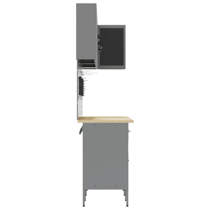 12-Delige Werkmeubel En Pegboard Set Mdf En Metaal 4x (84 cm) Zwart Tafel + 7x kast + 4x pegboard