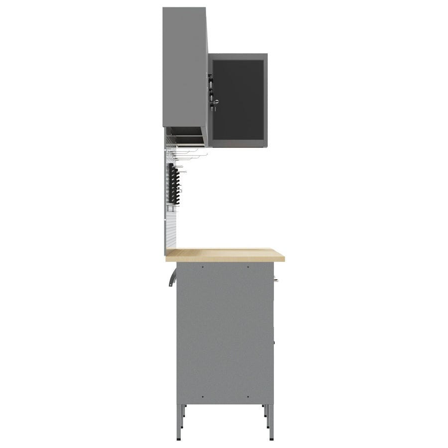 12-Delige Werkmeubel En Pegboard Set Mdf En Metaal 4x (84 cm) Zwart Tafel + 7x kast + 4x pegboard