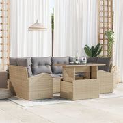 Tuinset poly rotan 7-delig beige