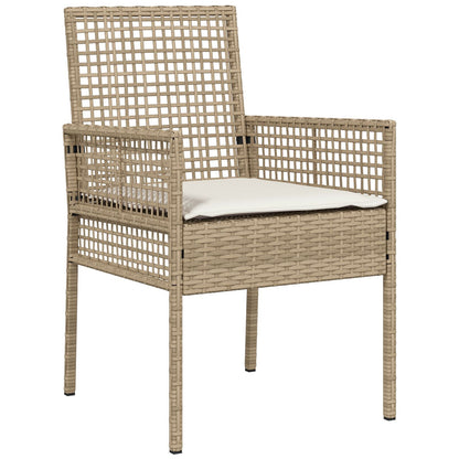 7 Delige Tuin Eetset Met Kussens Beige Poly Rattan