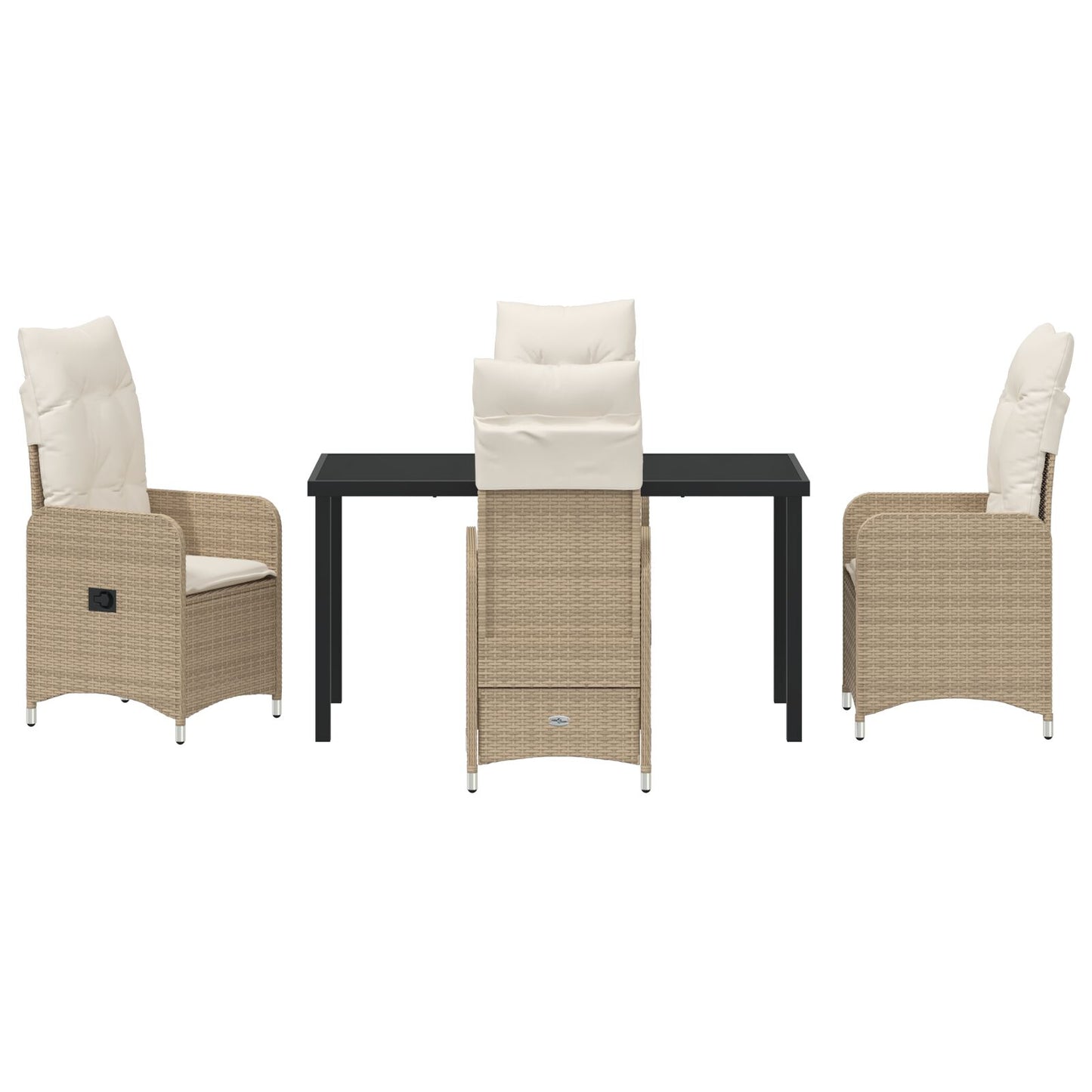 5-Delige Tuin Eetset Met Kussens Beige Poly Rattan