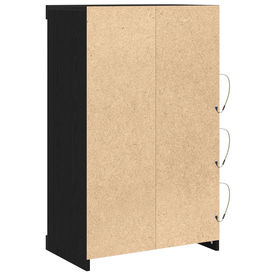 Dressoir Met Led-Verlichting Zwart Eiken 60,5X37X100 Cm