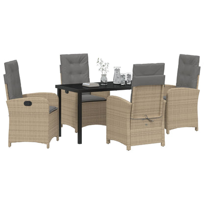 5-Delige Tuinset Met Kussens Beige Poly Rattan