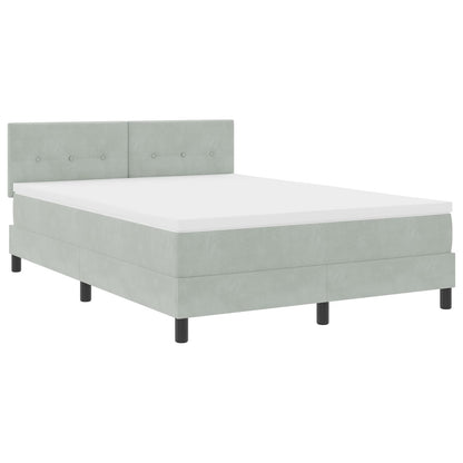 Boxspringbed Met Matras Lichtgrijs 160X200 Cm Fluweel Blauw