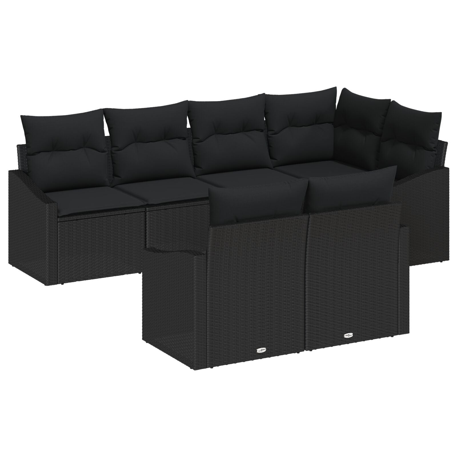 Tuinsofaset 7 Delig Zwart Synthetisch Riet, Polyester Kussens