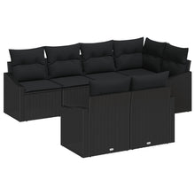 Tuinsofaset 7 Delig Zwart Synthetisch Riet, Polyester Kussens