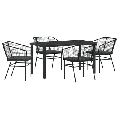 Set Van 3 Zwart En Donkergrijs Pe Rattan, Gepoedercoat Staal