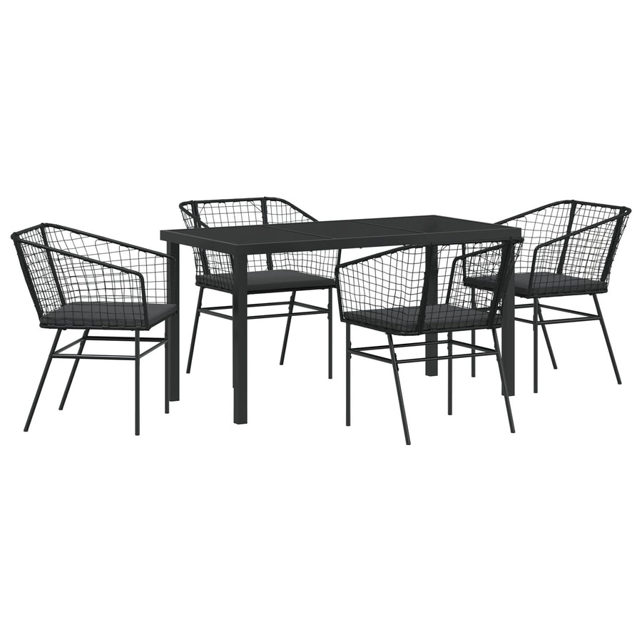 Set Van 3 Zwart En Donkergrijs Pe Rattan, Gepoedercoat Staal