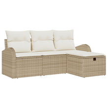4-Delige Tuinsofa Set Met Kussens Beige Poly Riet