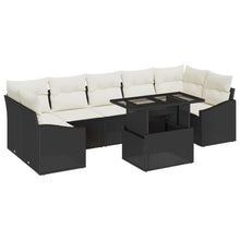 Tuinbankset Set Van 8 Zwart Rattan, Polyester Buitentafel