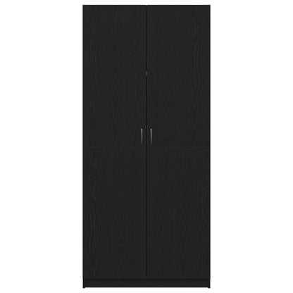 Kledingkast Zwart Eiken 90X52X200 Cm Behandeld Hout