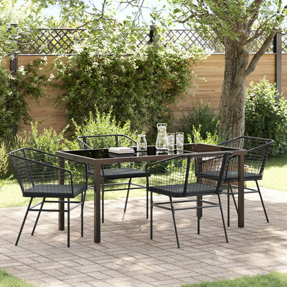 Set Van 3 Zwart Pe Rattan, Gepoedercoat Staal Middel Duurzaam
