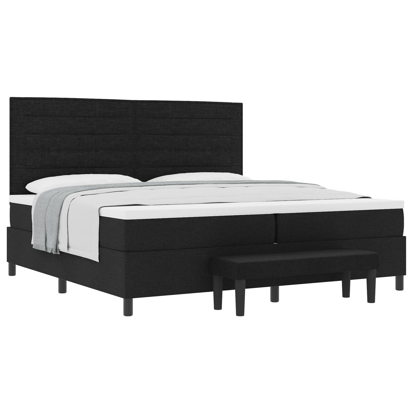 Boxspring Bed Met Matras & Bank Stof Zwart 200 x 200 cm Lijnen ontwerp