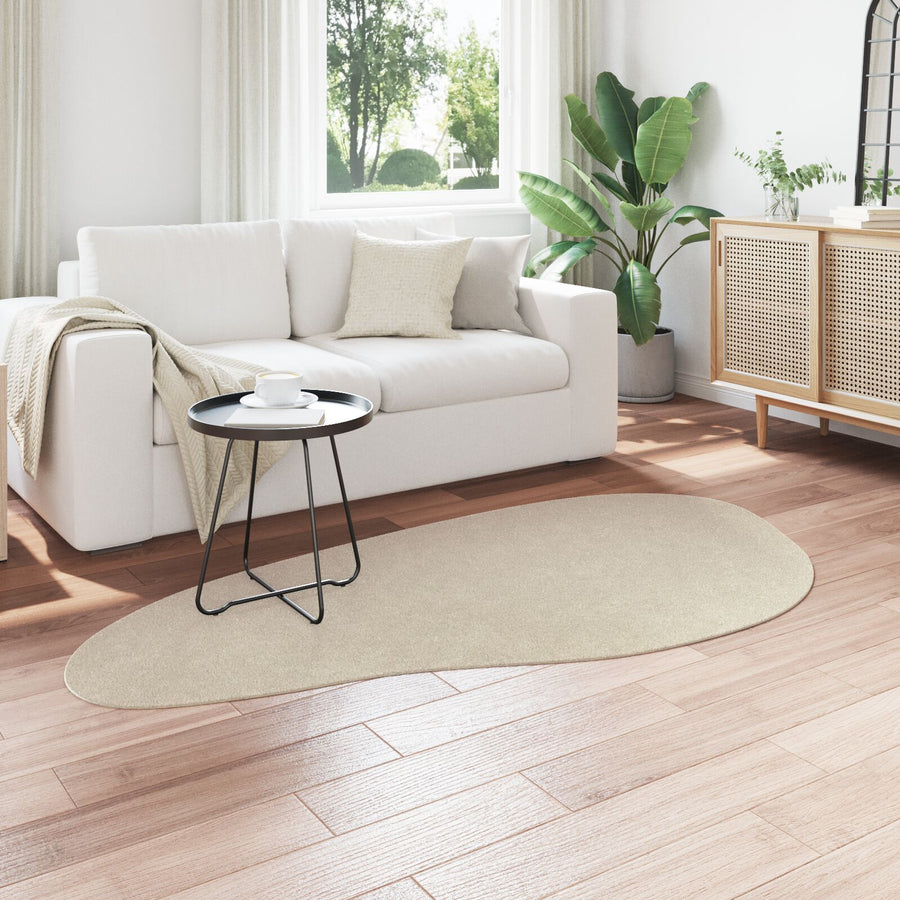 Kleed 'Huarte' Korte Vacht Zacht En Wasbaar Beige 100 x 200 cm Ovaal-golfvorm