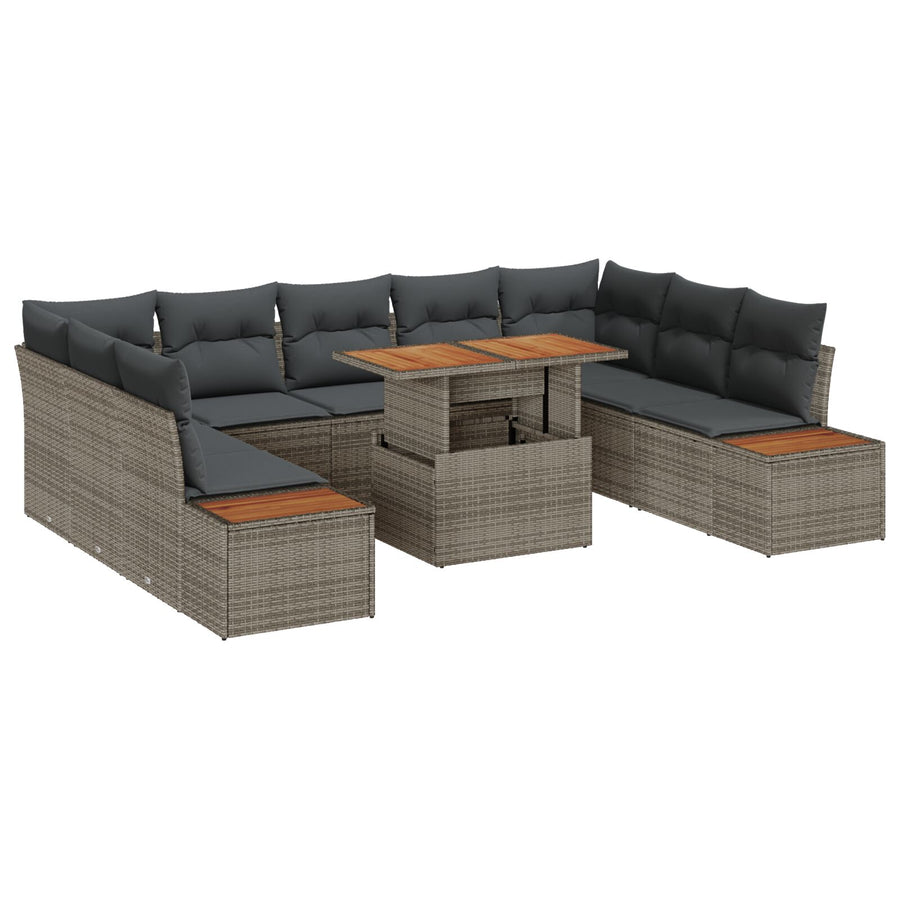 Tuin Sofa Set Set Van 6 Charcoal, Zacht Grijs, Licht Bruin