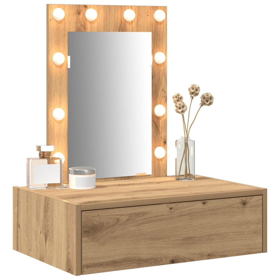 Muurhangende Kaptafel Verlichting - 60 x 40 x 70 cm Eiken met LED