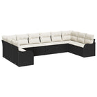 Tuinset poly rattan 10-delig zwart