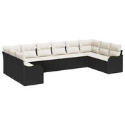 Tuinset poly rattan 10-delig zwart