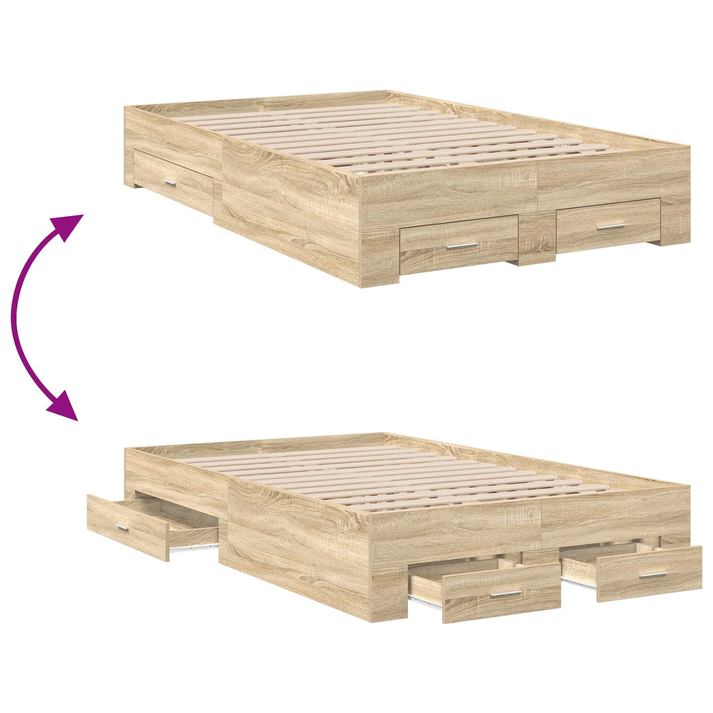 Bedframe Zonder Matras Met Lades Dubbel Gelaagd Hout