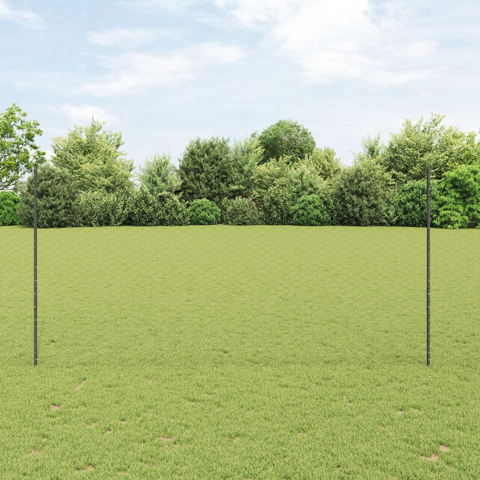Hekpalen 22 Stuks U-Kanaal Grijs 150 Cm Staal,  Zeshoekig Hek Grijs 1.5X50 M Staal