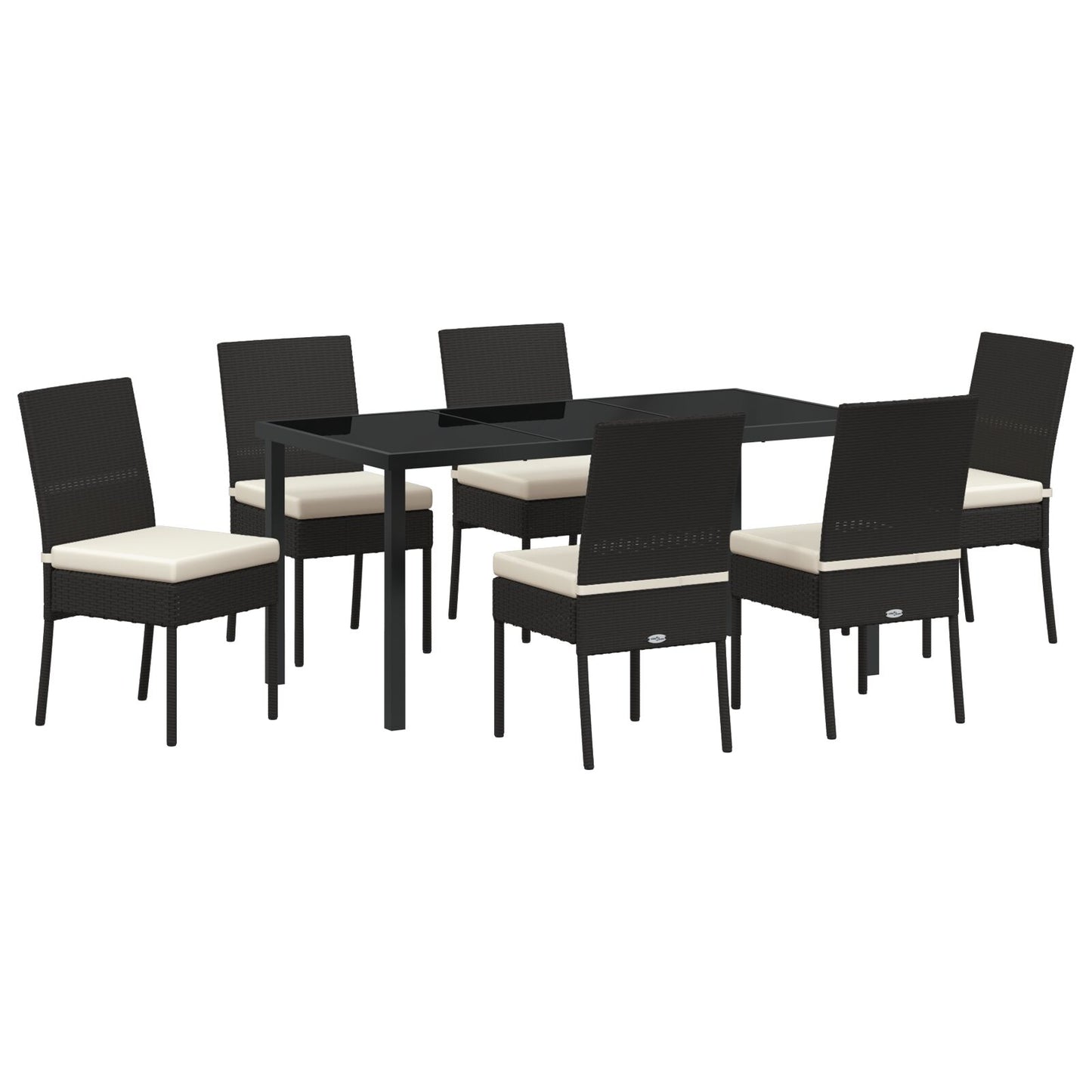7-Delige Tuin Eetset Zwart Poly Rattan
