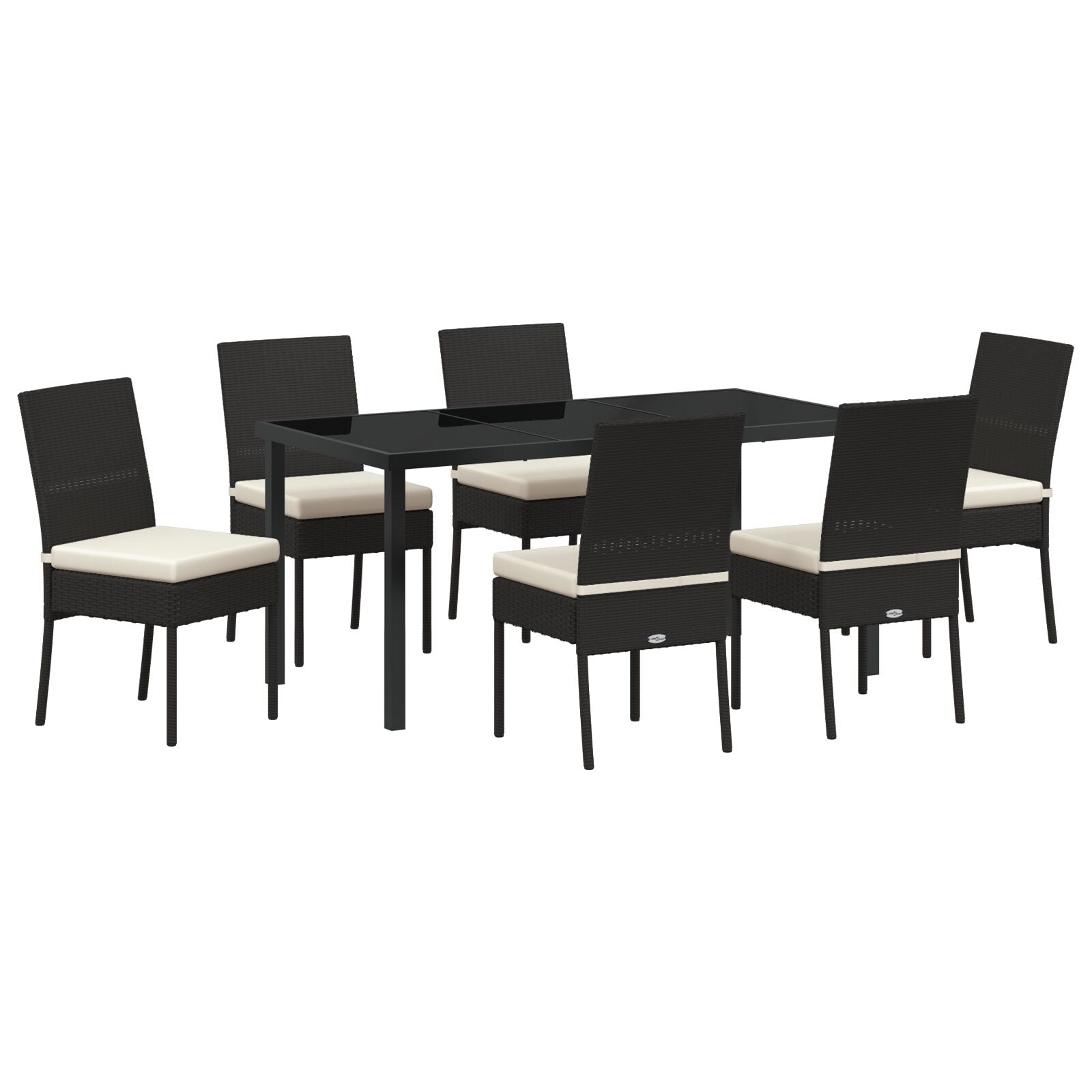 7-Delige Tuin Eetset Zwart Poly Rattan