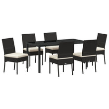 7-Delige Tuin Eetset Zwart Poly Rattan