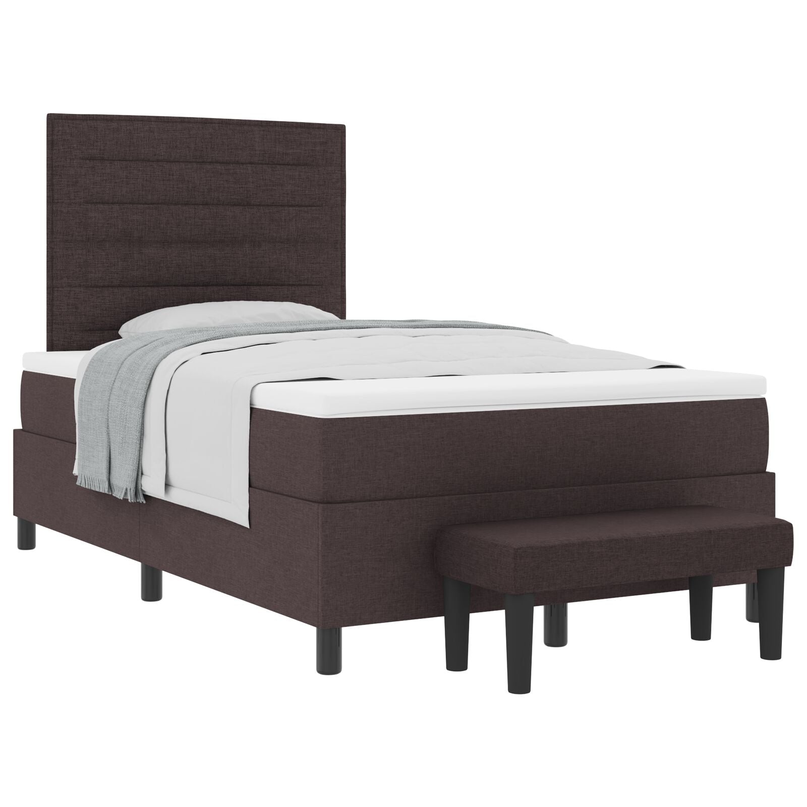 Boxspringbed Met Matras & Bank Donkerbruin 120X190 Cm Stof Blauw