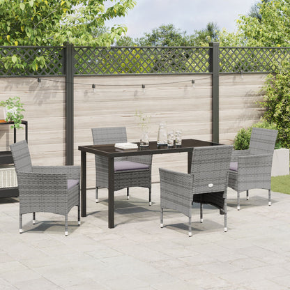 5-Delige Tuin Eetset Grijs Poly Rattan