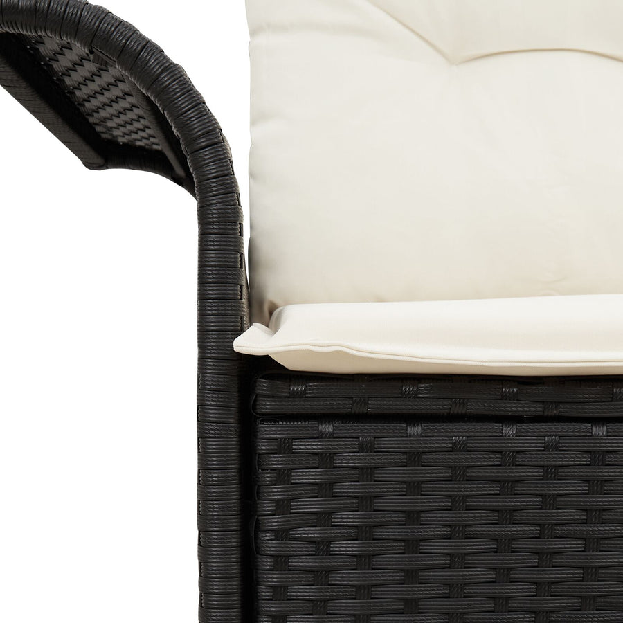 2-Zits Tuinsofa Met Opbergruimte En Kussens Poly Rattan Zwart en Wit met opslag