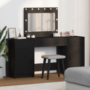 Kaptafel met spiegellichten 78.5x41x135 cm zwart