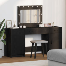 3-Delige Make-Up Tafel Set Met Led - Zwart Geëngineerd Hout