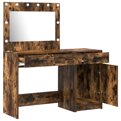 2-Delige Kaptafelset Met Led Rokerig Eiken Engineered Hout