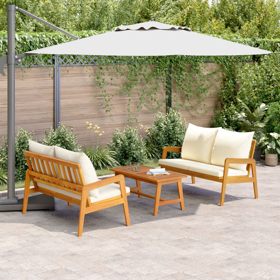3-Delige Bistro Set Met Kussens Van Massief Acaciahout