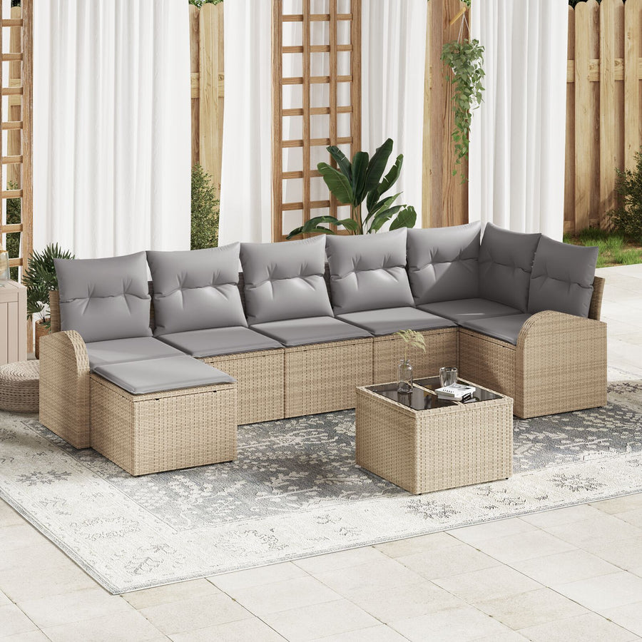 8-Delige Tuin Sofa Set Met Kussens Zwarte Poly Rattan