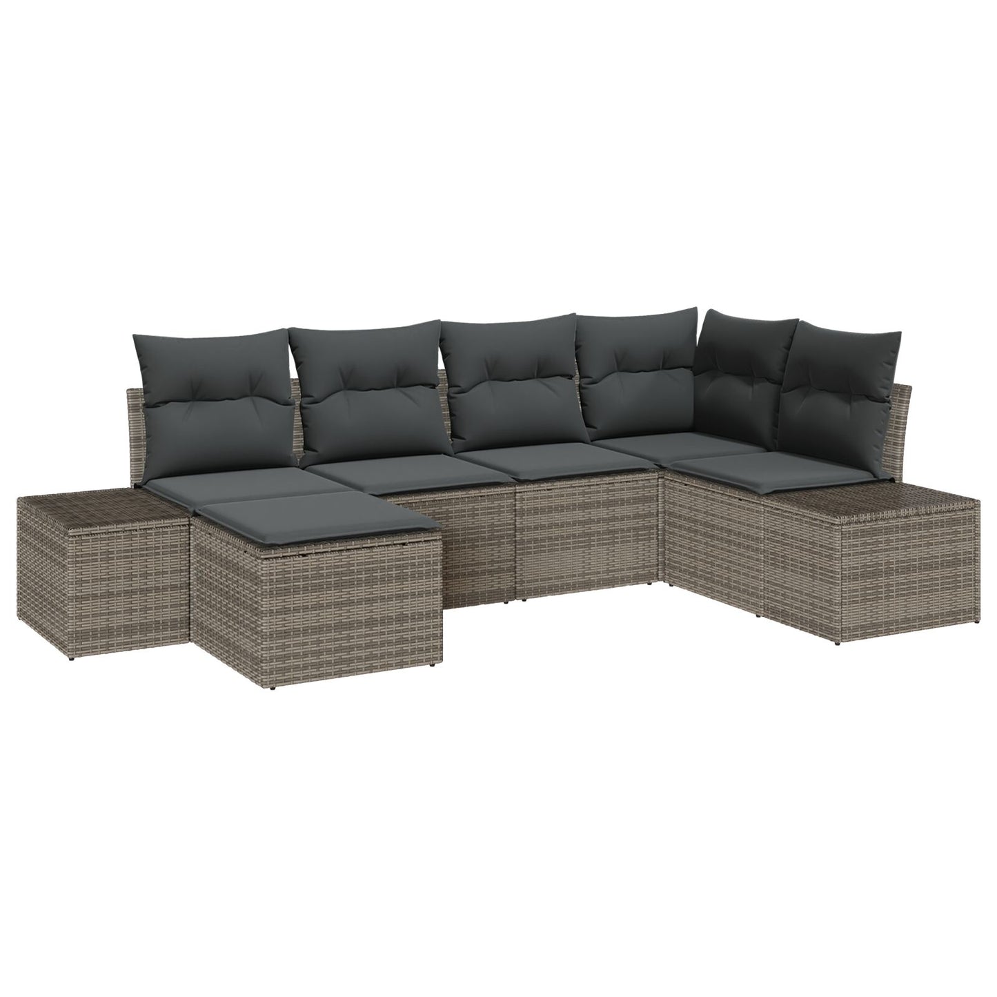 6-Delige Tuin Sofa Set Met Kussens Grijs Poly Rattan