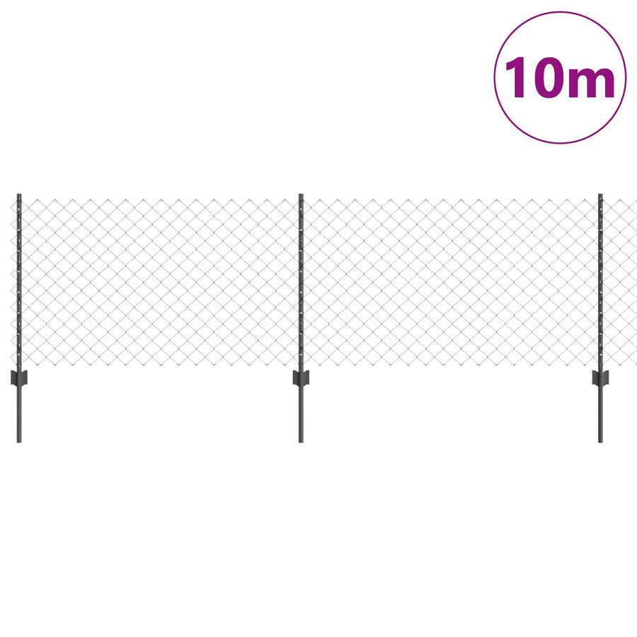Kettinglink Hek Met 10 U-Palen Grijs 0.8X10 M Staal