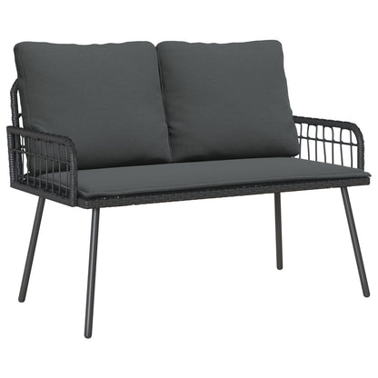 2-Delige Tuin Eetset Met Kussens Poly Rattan Zwart
