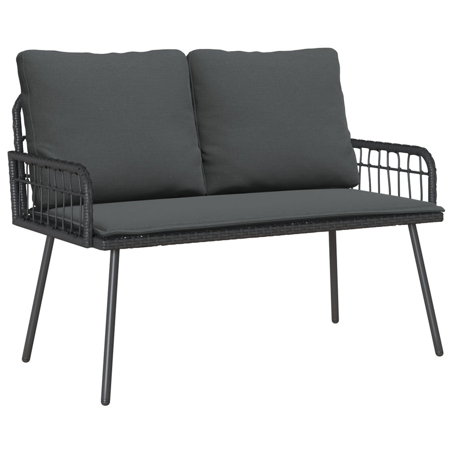 2-Delige Tuin Eetset Met Kussens Poly Rattan Zwart
