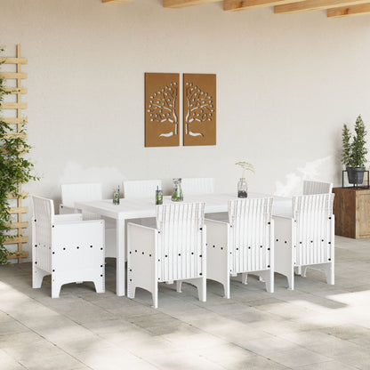9-Delige Tuin Eetset Met Kussens Wit Poly Rattan