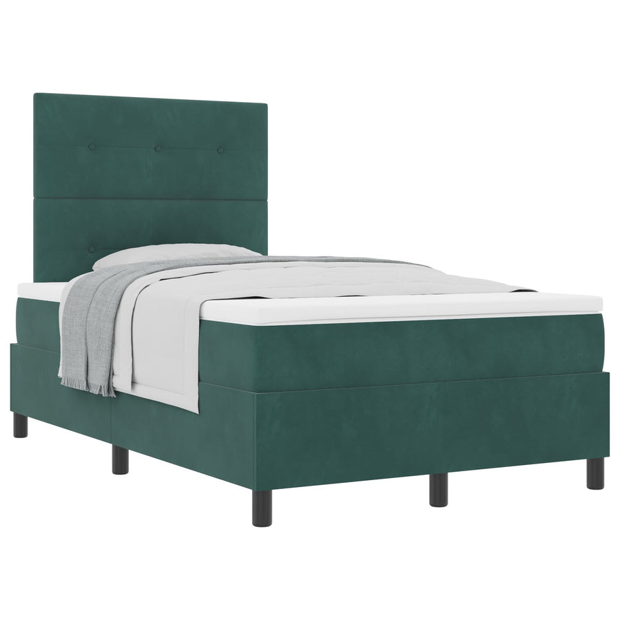 Boxspringbed Met Matras Donkergroen 120X200 Cm Fluweel Blauw
