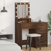 Kaptafel 50x41x135 cm eiken met spiegel en verlichting