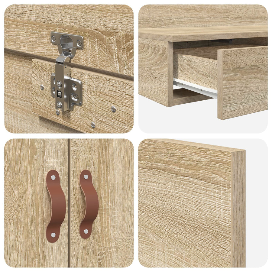 Opbergbedframe Sonoma Eiken Bewerkt Hout 236,5 X 100 X 31,5 Cm Artisanaal Eiken