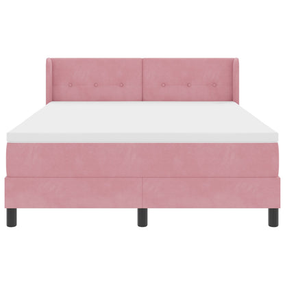 Boxspringbed Met Matras Roze 140X200 Cm Velours Blauw