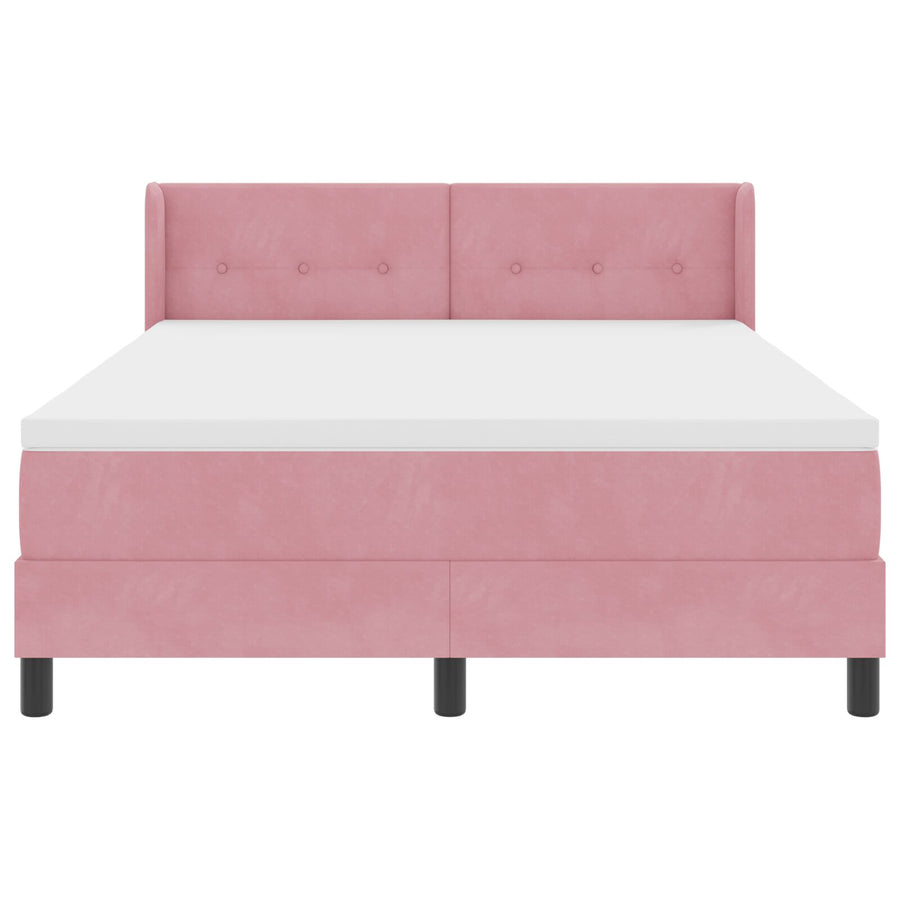 Boxspringbed Met Matras Roze 140X200 Cm Velours Blauw