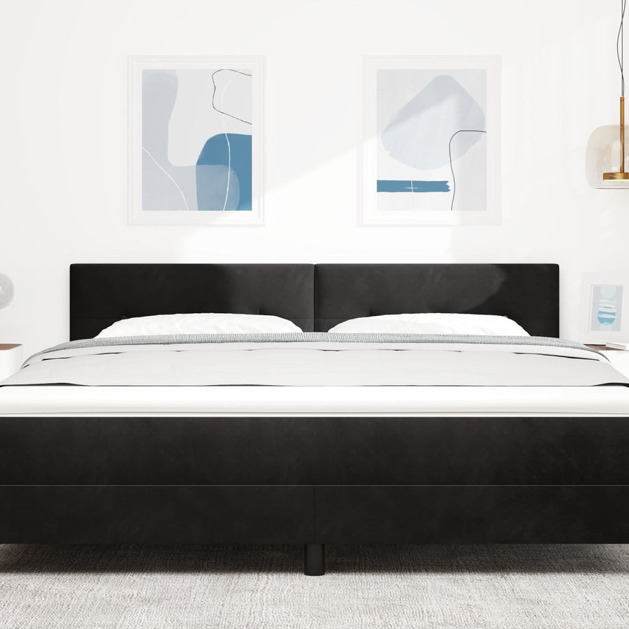 Hoofdbord Knop Tufted Velours Zwart 180 cm Laag hoofdbord