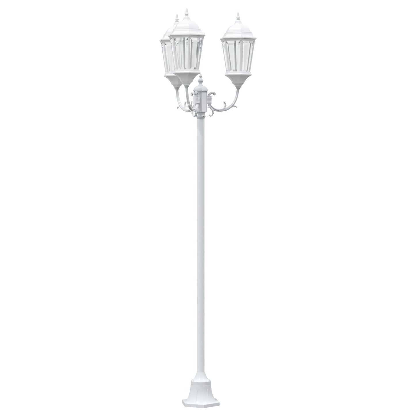 Tuinlampenpaal 3-Lamps E27 220 Cm Aluminium Wit