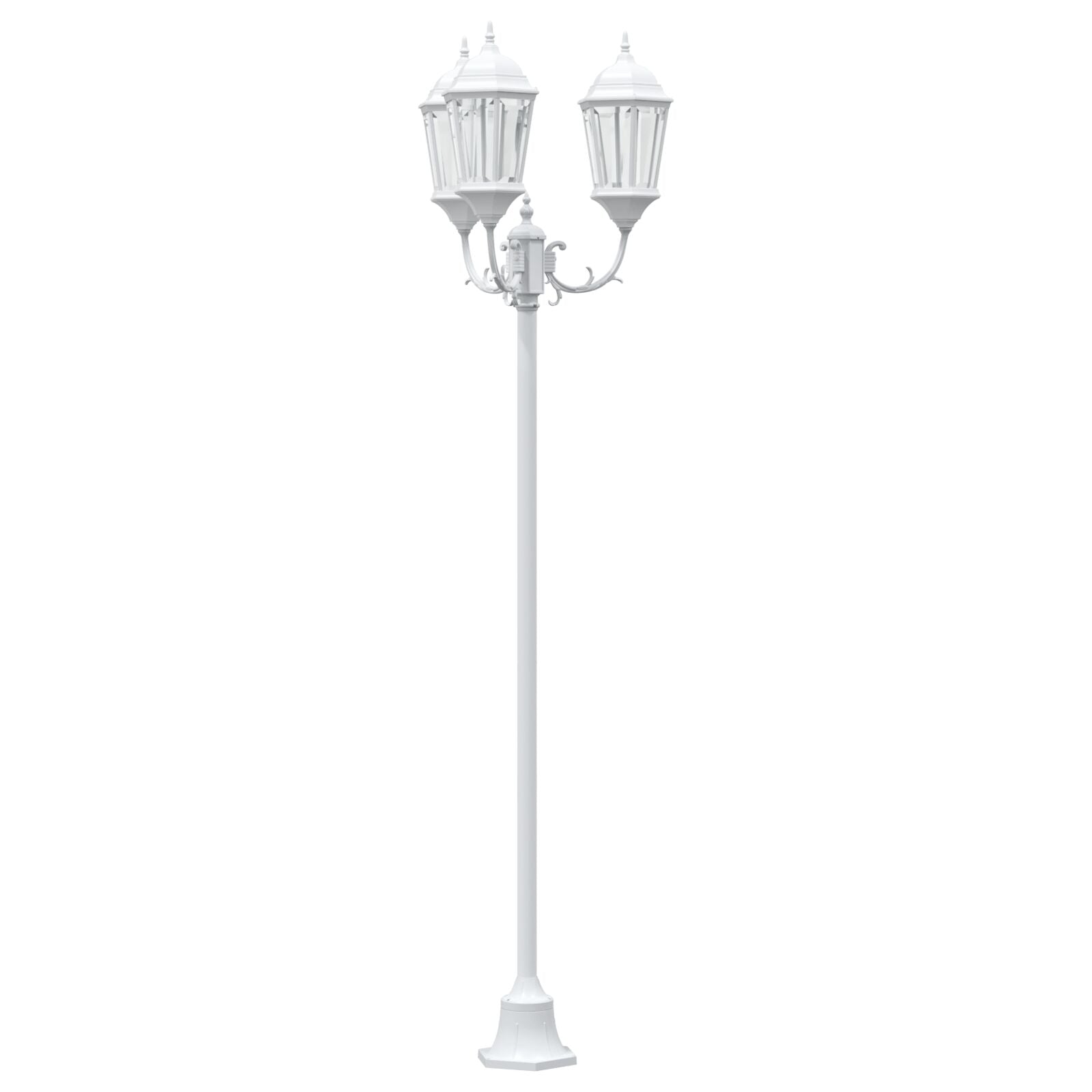 Tuinlampenpaal 3-Lamps E27 220 Cm Aluminium Wit