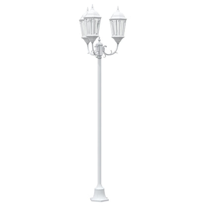 Tuinlampenpaal 3-Lamps E27 220 Cm Aluminium Wit